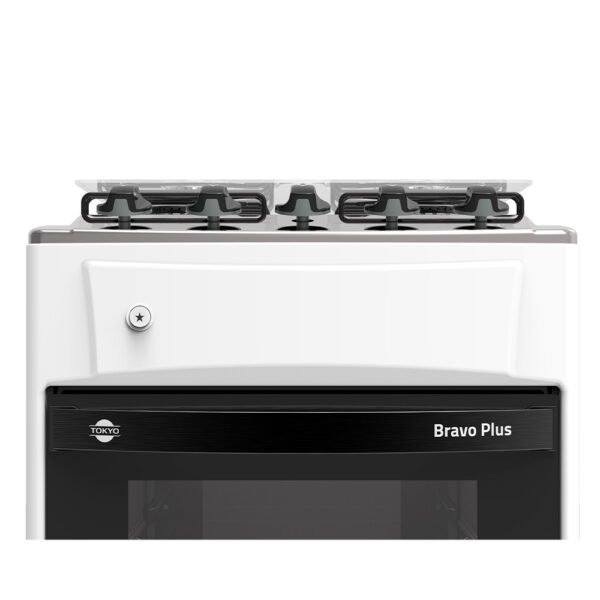 COCINA A GAS TOKYO BRAVO PLUS 4H C/ENC. BLANCA MESA INOX COMANDO SUPERIOR - Imagen 3