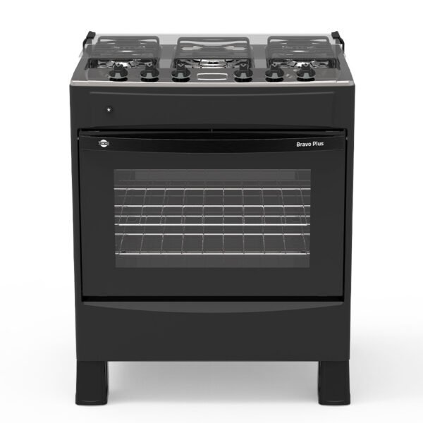 COCINA A GAS TOKYO BRAVO PLUS 5H C/ENC. NEGRA MESA INOX COMANDO SUPERIOR - Imagen 2