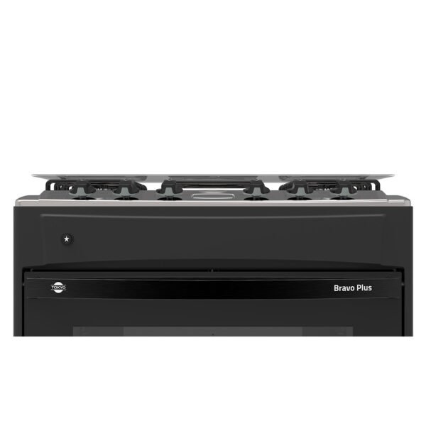 COCINA A GAS TOKYO BRAVO PLUS 5H C/ENC. NEGRA MESA INOX COMANDO SUPERIOR - Imagen 3