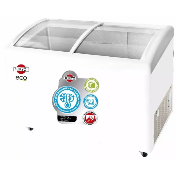 CONGELADOR P/HELADOS TOKYO TCONH350R 263 NET 2T/VID.CURVO DESLIZ
